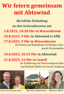 Gottesdienste August Wiesenbronn